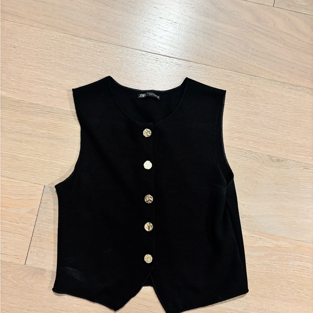 Zara Black Vest with Silver Buttons